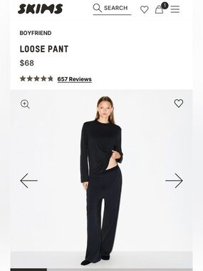 NWT SKIMS Black Loose Boyfriend Pant